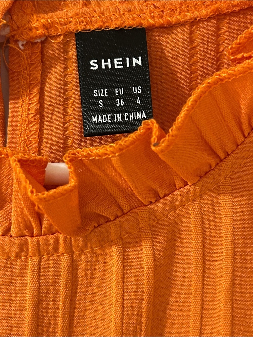 Colorblock Pleated Ruffle Sleeve Top – Orange & Pink - Picture 2 of 2